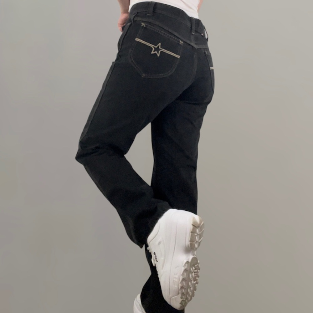 !SOLD! RED SNAP Vintage Black Dark Grey Star Pocket High Waisted Skater Jeans - Picture 1 of 12